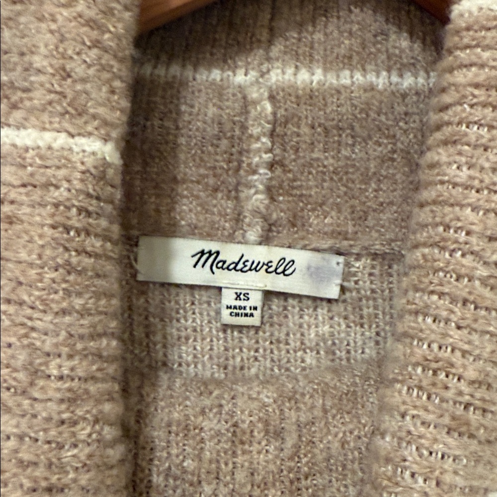 Madewell Heather Driftwood Windowpane Turtleneck Sweater Sz XS - Picture 3 of 10